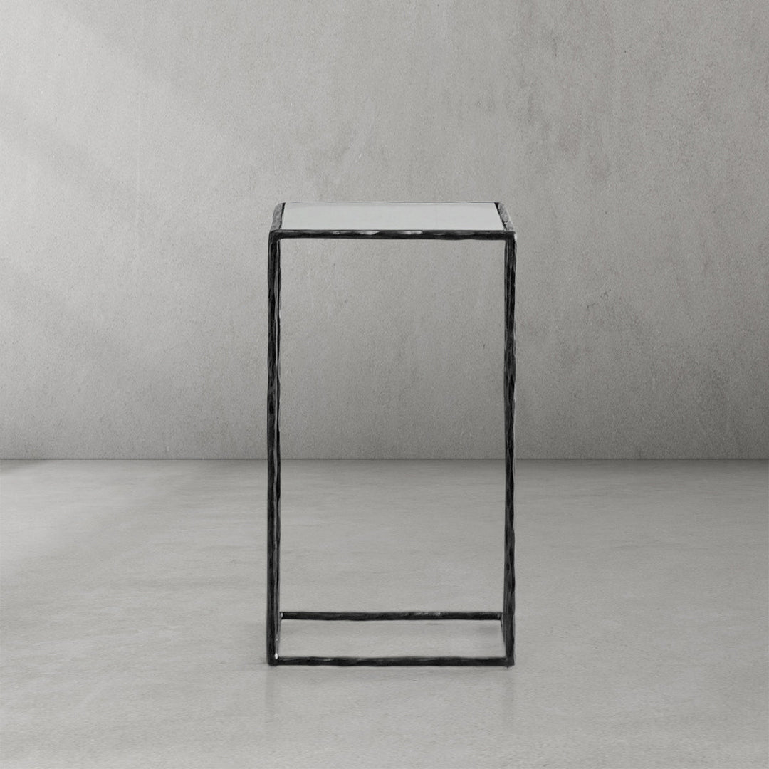 Thades Tempered Glass C-Shaped Side Table