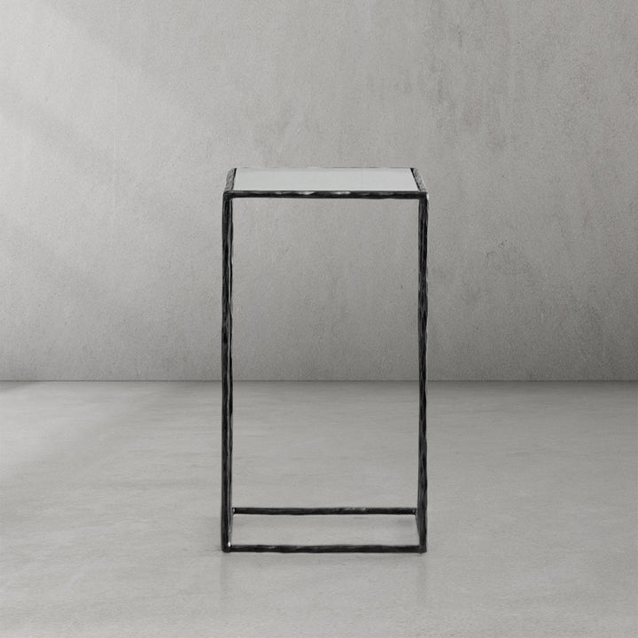 Thades Tempered Glass C-Shaped Side Table