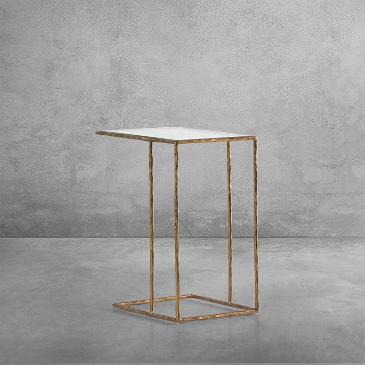 Thades Tempered Glass C-Shaped Side Table