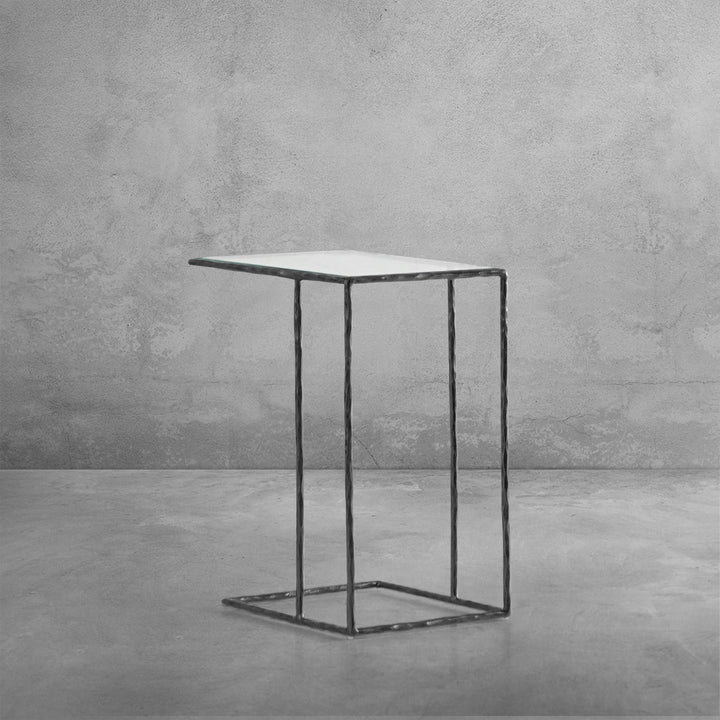 Thades Tempered Glass C-Shaped Side Table