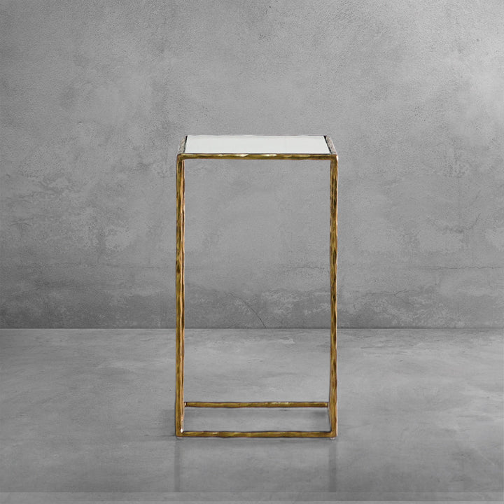 Thades Tempered Glass C-Shaped Side Table