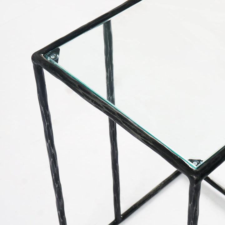 Thades Tempered Glass C-Shaped Side Table