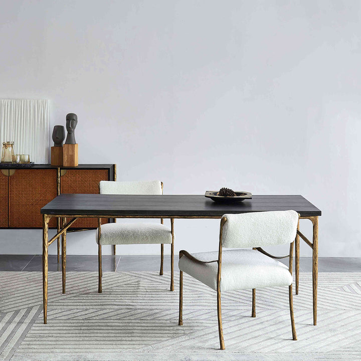 Thades Retro Copper Iron Frame Armless Dining Chair