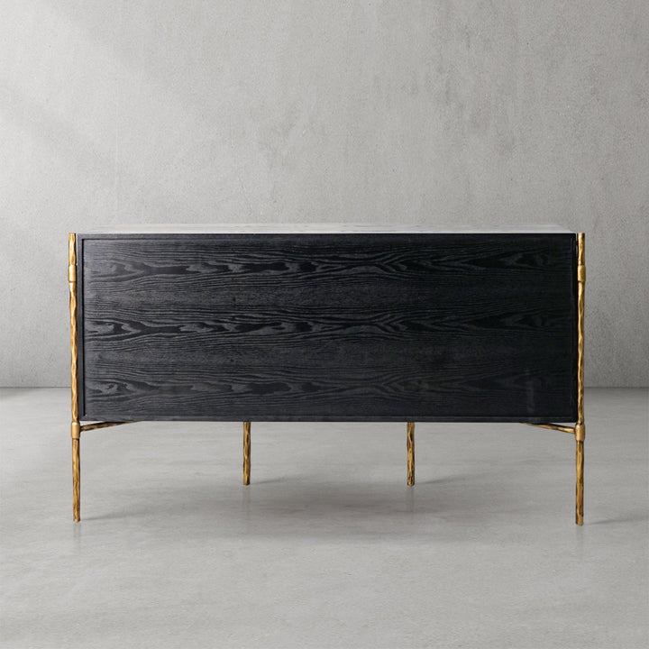 Thades Metal Frame Rattan Side Cabinet