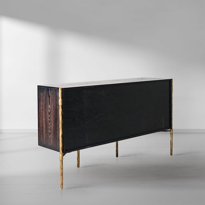 Thades Metal Frame Rattan Side Cabinet