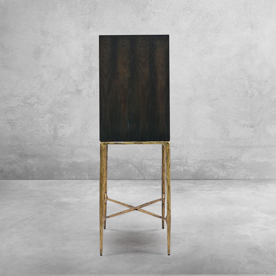 Thades Metal Frame Rattan Side Cabinet