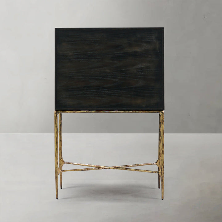 Thades Metal Frame Rattan Side Cabinet