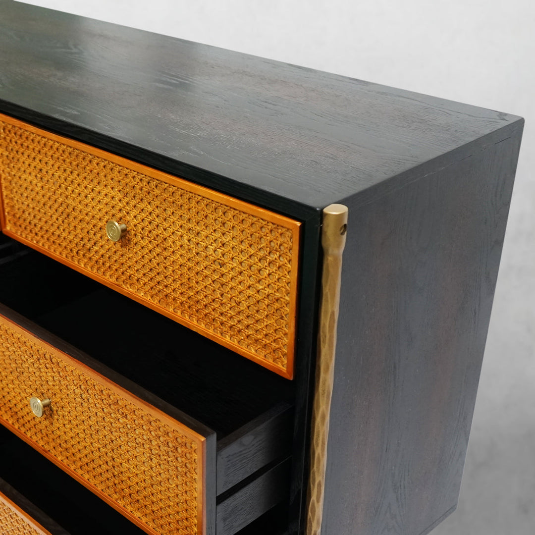 Thades Metal Frame Rattan 6-Drawer Side Cabinet