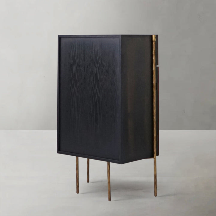 Thades Metal Frame Rattan Side Cabinet