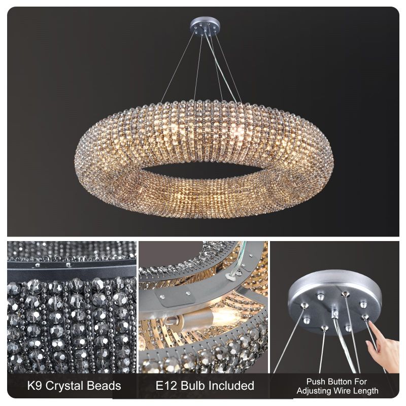Halo Crystal Round LED Chandelier 32''
