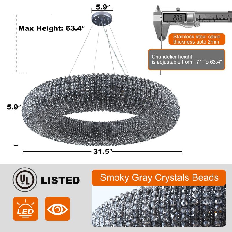 Halo Crystal Round LED Chandelier 32''