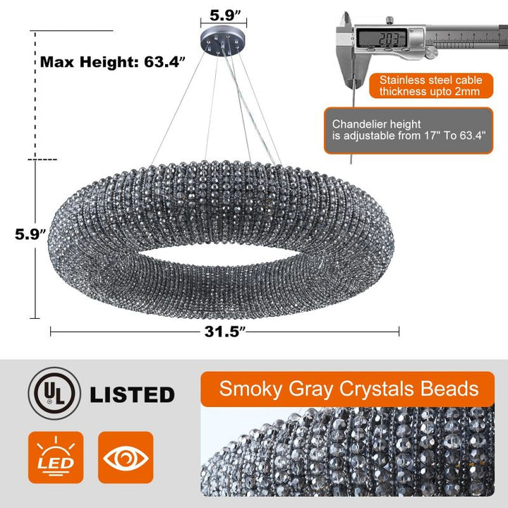 Halo Crystal Round LED Chandelier 32''