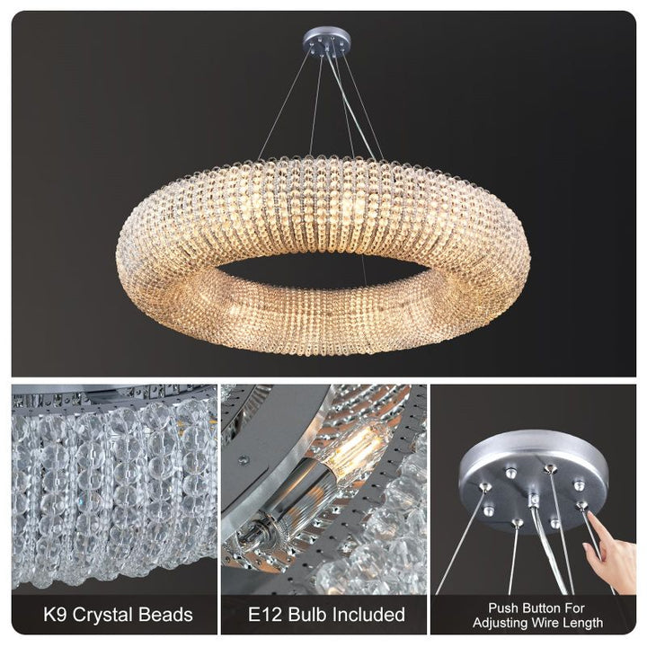 Halo Crystal Round LED Chandelier 32''