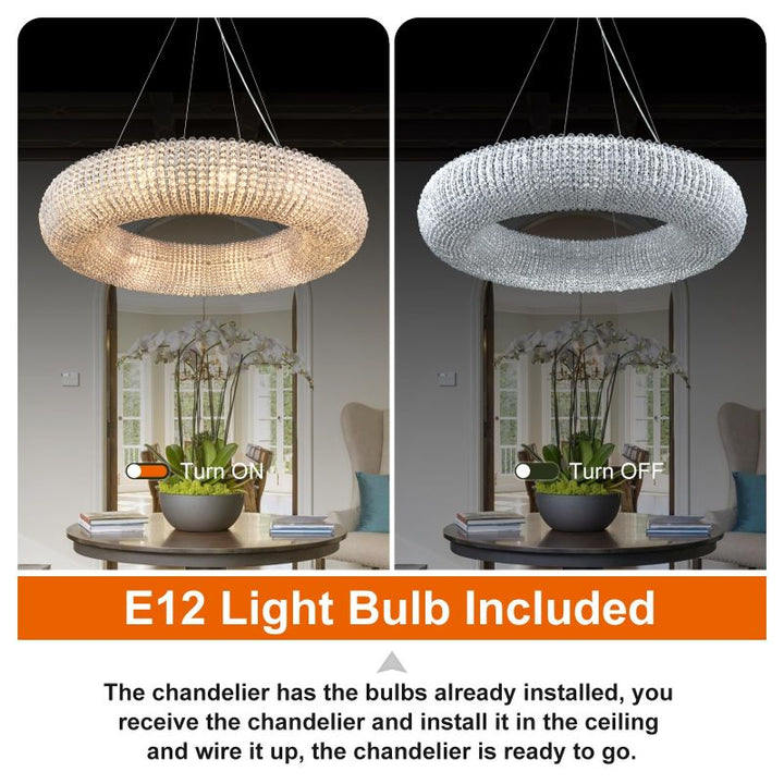 Halo Crystal Round LED Chandelier 32''