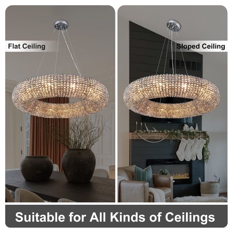 Halo Crystal Round LED Chandelier 32''