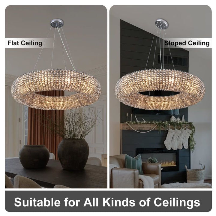 Halo Crystal Round LED Chandelier 32''