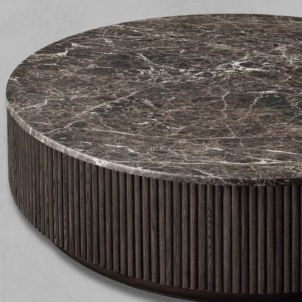 Mullora Oak Wood & Stone Round Coffee Table