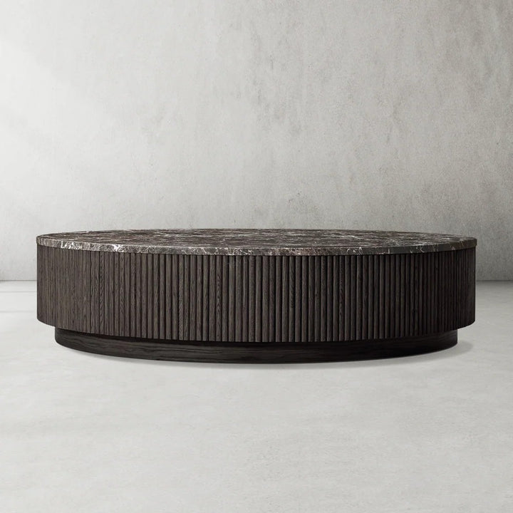 Mullora Oak Wood & Stone Round Coffee Table