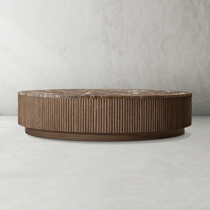 Mullora Oak Wood & Stone Round Coffee Table