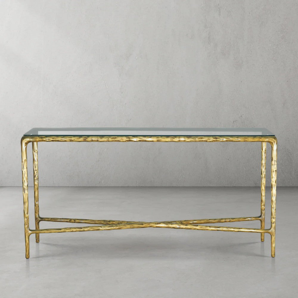 Thades  Rectangle Glass Console Table