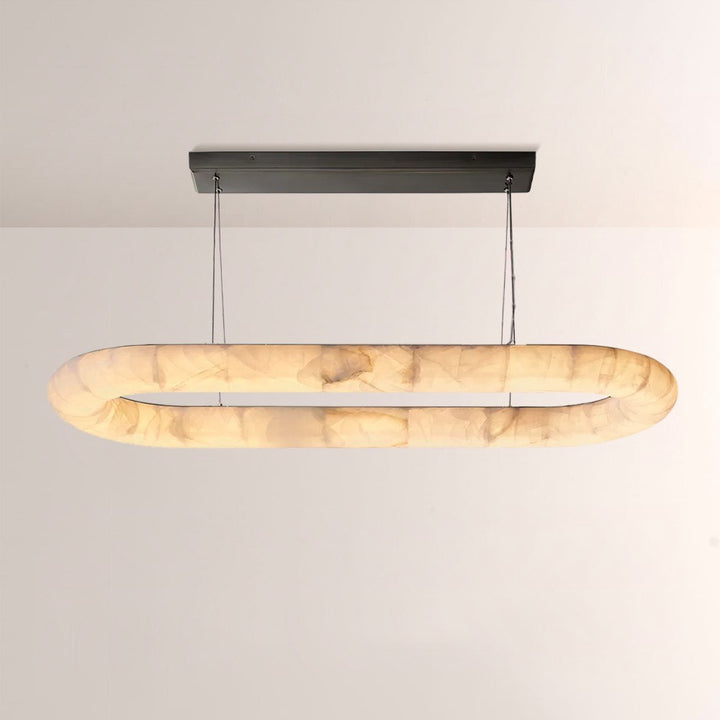 Alabaster Riven Oval Chandelier 74"