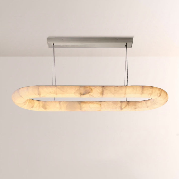 Alabaster Riven Oval Chandelier 74"