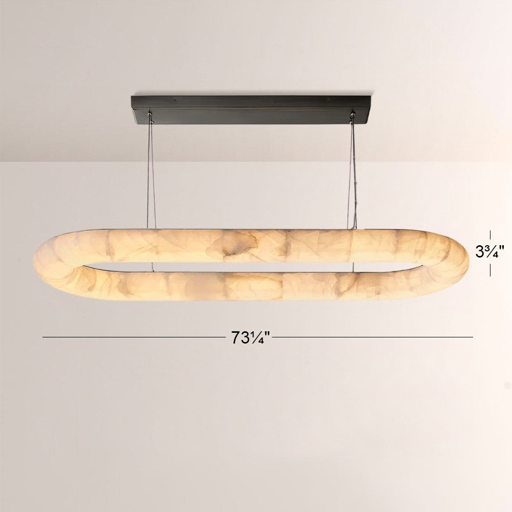 Alabaster Riven Oval Chandelier 74"