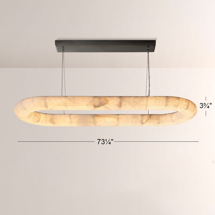 Alabaster Riven Oval Chandelier 74"