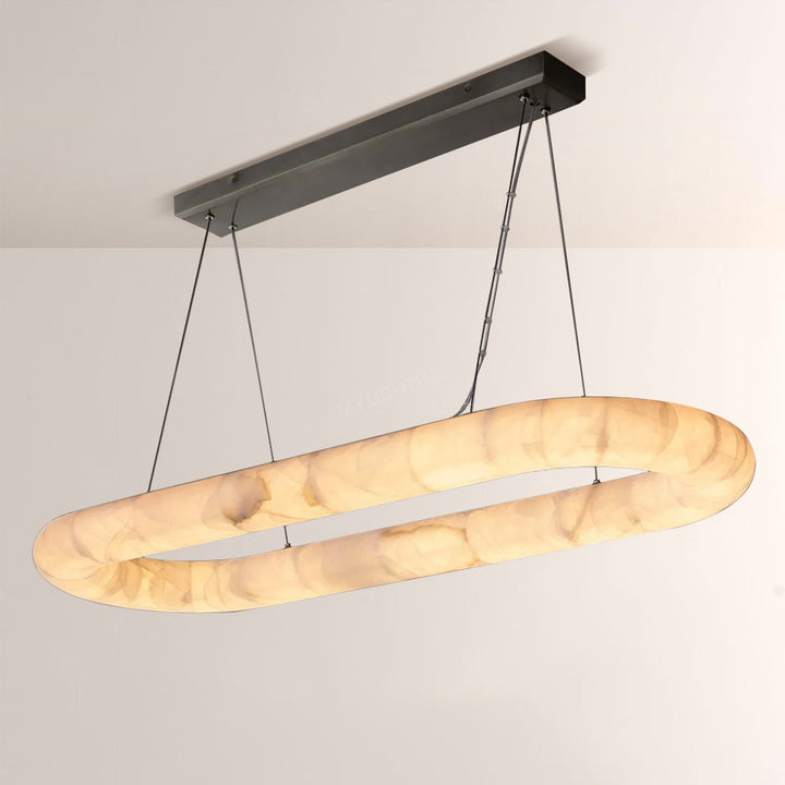 Alabaster Riven Oval Chandelier 74"
