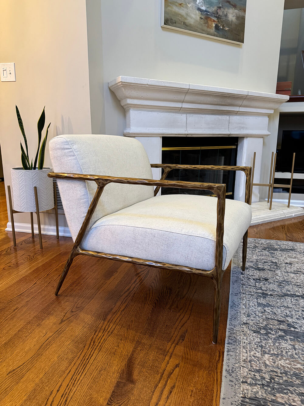 Thades Retro Silver Iron Frame Track Armchair
