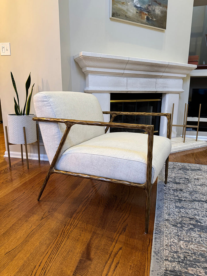 Thades Retro Silver Iron Frame Track Armchair