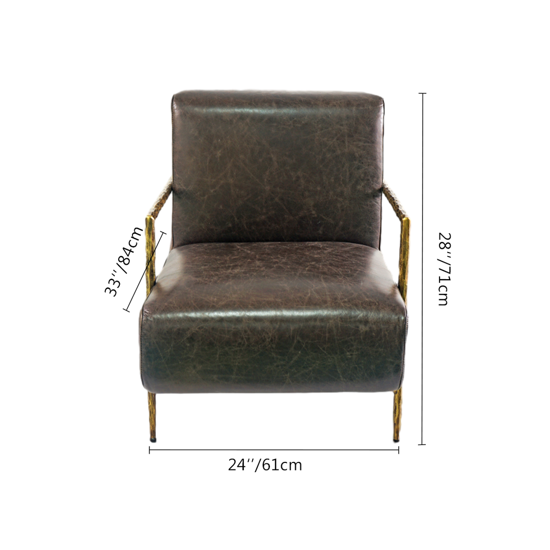 Thades Genuine Brown Leather Accent Chair