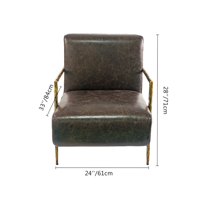 Thades Genuine Brown Leather Accent Chair
