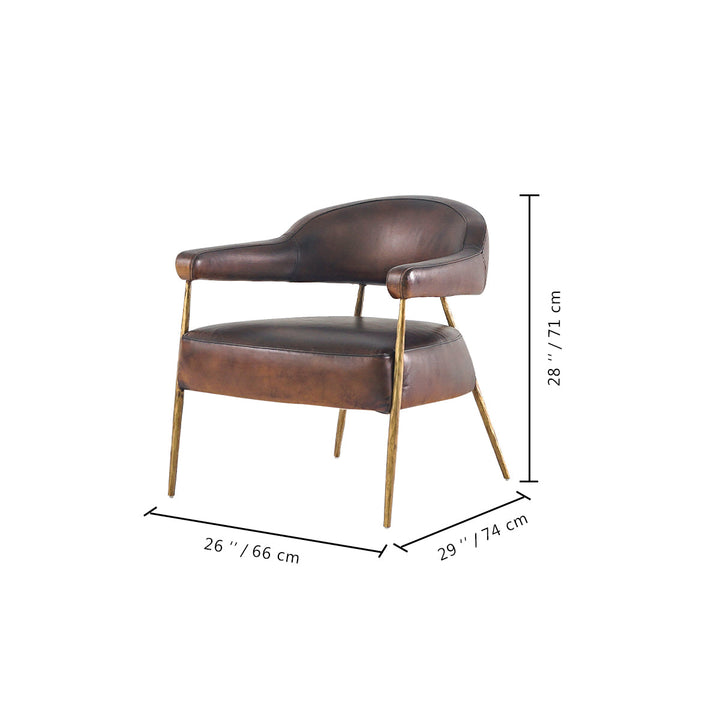 Thades Brown Leather Lounge Armchair