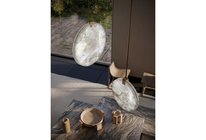 Alabaster Disc Pendant Light