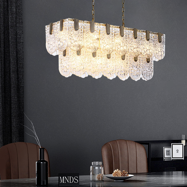 Jacques Brass Crystal Rectangle Chandelier