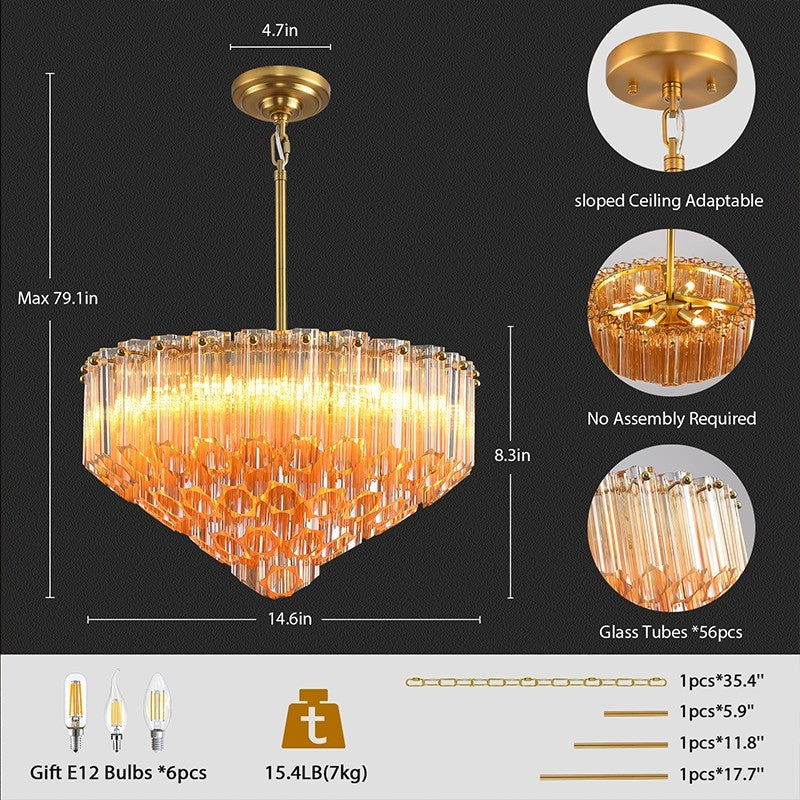 Oblique Plum Round Chandelier 14"D
