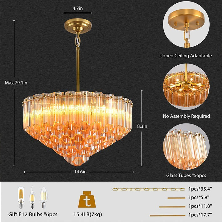 Oblique Plum Round Chandelier 14"D