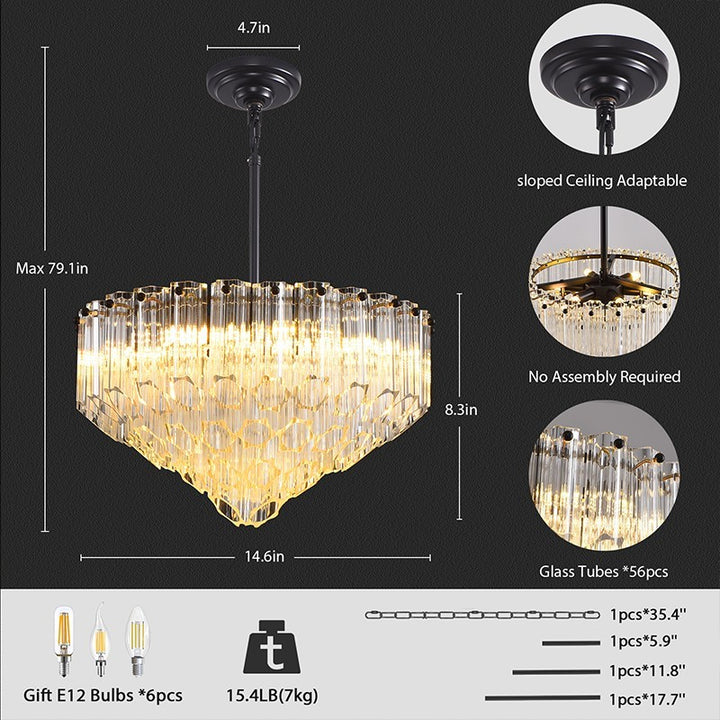 Oblique Plum Round Chandelier 14"D