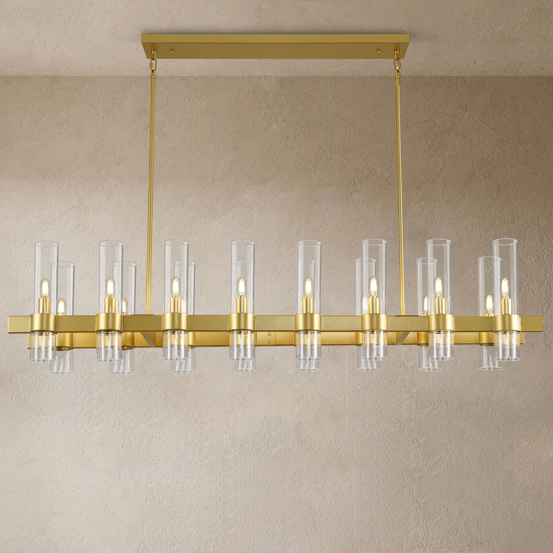 Wagon Wheel Glass Rectangular Chandelier 54"