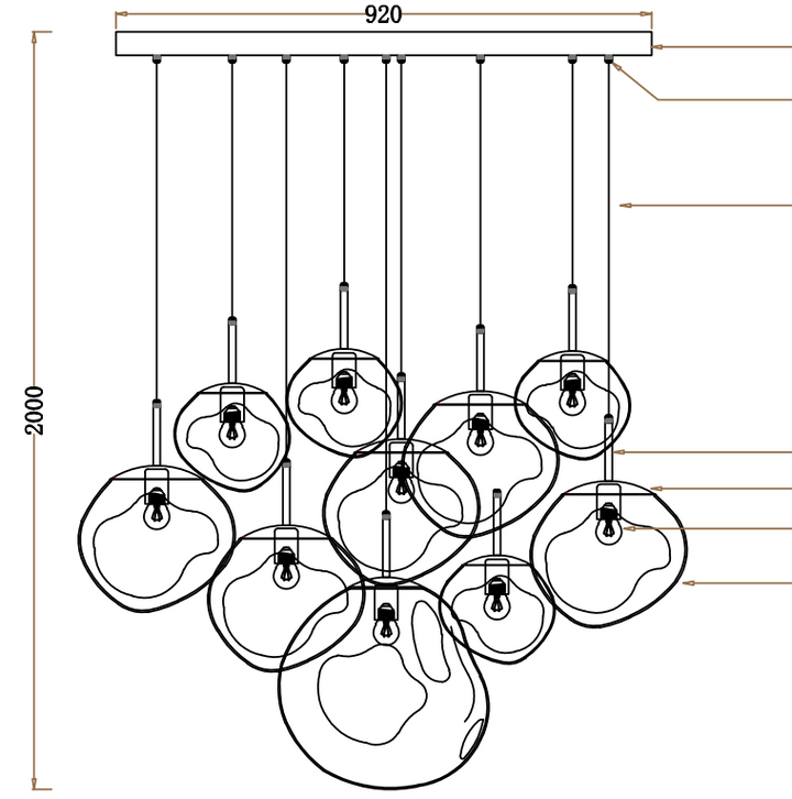 Custom Lava Glass Chandelier 36‘’