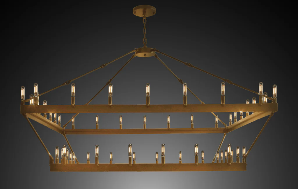 Camilo Vintage Filament 2-Tier Square Chandelier 63''