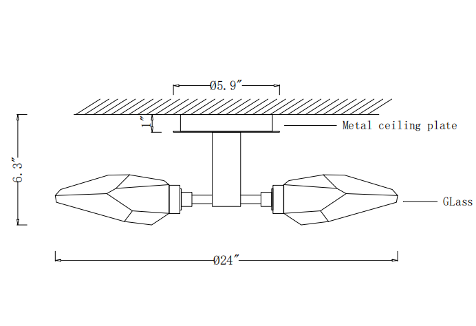 Custom Rock Crystal 4 Lights Ceiling Light