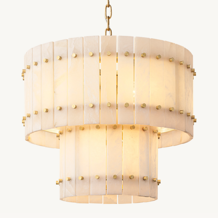 Aurelius Alabaster Round 2-Tiered Chandelier 22‘’