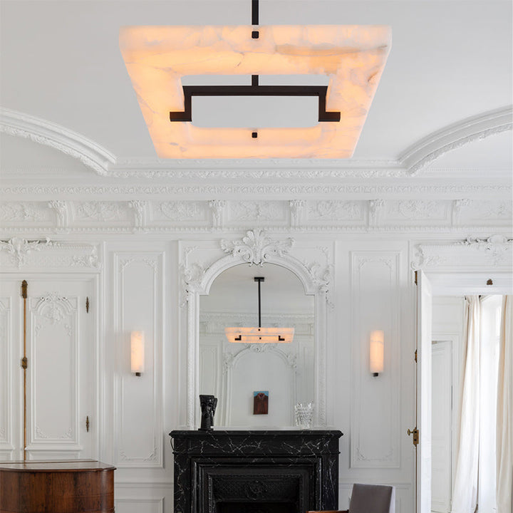 Modern Square Alabaster Chandelier