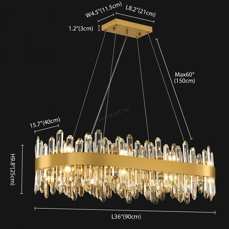 Titan Grace Rectangular Crystal Chandelier 36"L