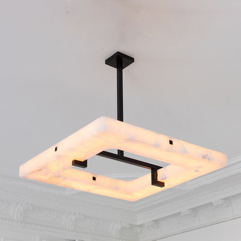 Modern Square Alabaster Chandelier