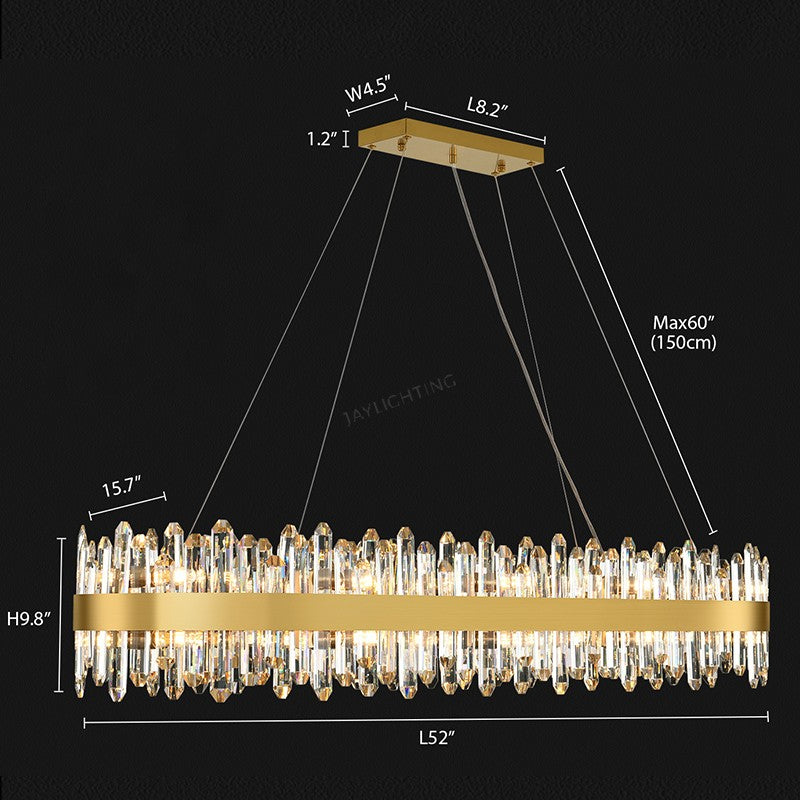 Titan Grace Rectangular Crystal Chandelier 52"L