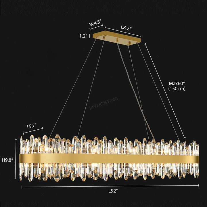 Titan Grace Rectangular Crystal Chandelier 52"L