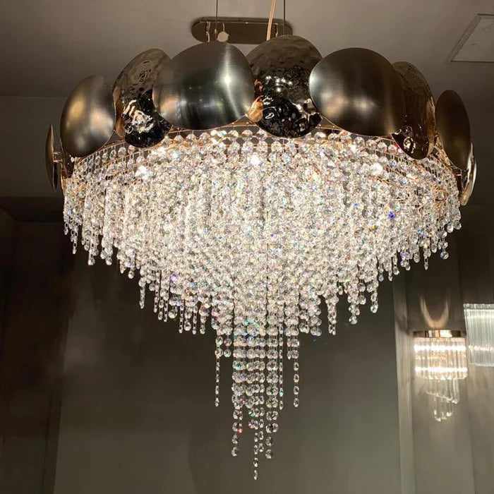 Amadeo Round Brass Crystal Chandelier